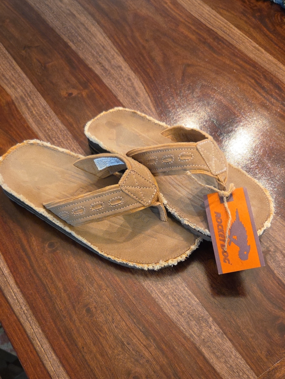 Rocket Dog Tan Canvas Men's Flip-Flops with Frayed Edges